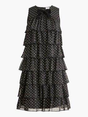 J. Crew Factory Gold Polka Dot Tiered Mini Dress (10) - NWT